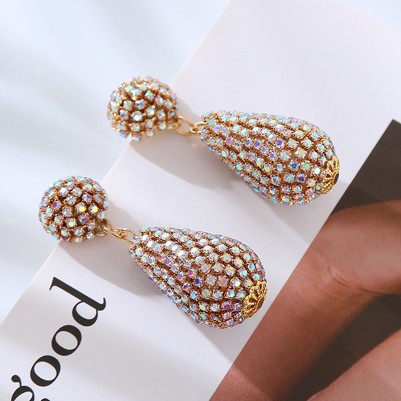 Fashion Style Earrings Colorful Crystals Super Flash Drop-Shaped Earrings Retro Long Temperament - Image 5