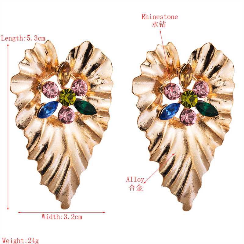 Fashion Dignified Alloy Inlaid Color Rhinestone Earrings Creative Heart-Shaped Bohemian Earrings - Image 6