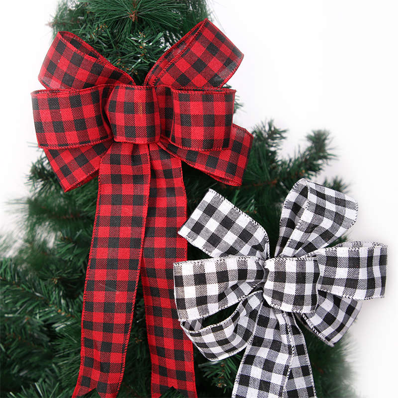 2PC Christmas Bowknot Polyester Large Bow Christmas Tree Decor Bowknot Ornaments - 图片 3