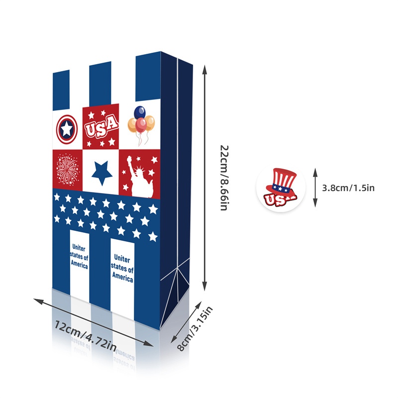 Lb225 Amazon American Independence Day Flag Celebration Party Gift Candy Flat Bottom Kraft Paper Bag - 图片 11