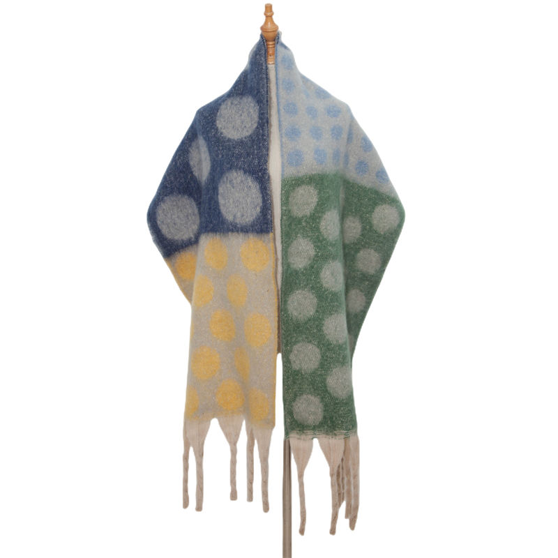 Autumn and Winter Thickened Scarf Circle Yarn Thick Tassel Jacquard Big Circle Scarf Shawl - 图片 14