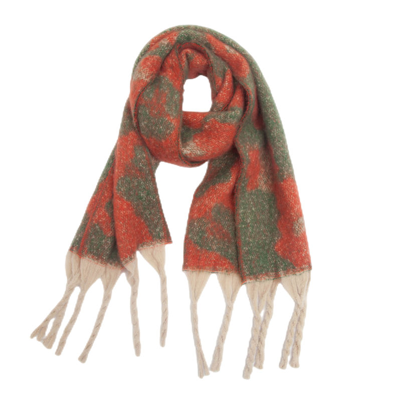Shawl Winter Circle Yarn Coarse Tassel Jacquard Large Leopard-Print Scarf Keep Warm - 图片 19
