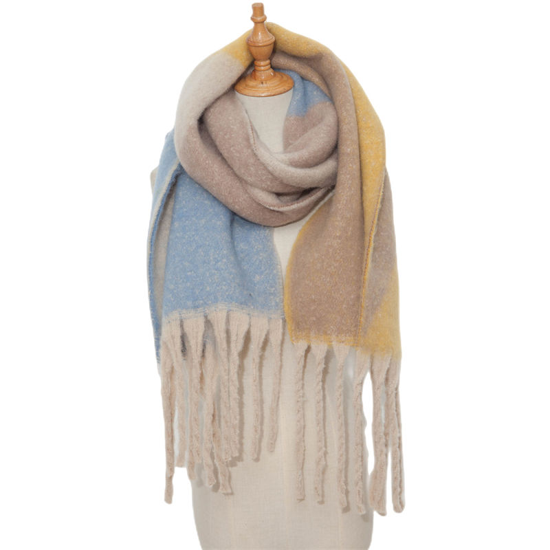 Shawl Autumn and Winter Thickened Tassel Jacquard Geometric Scarf Keep Warm - 图片 15
