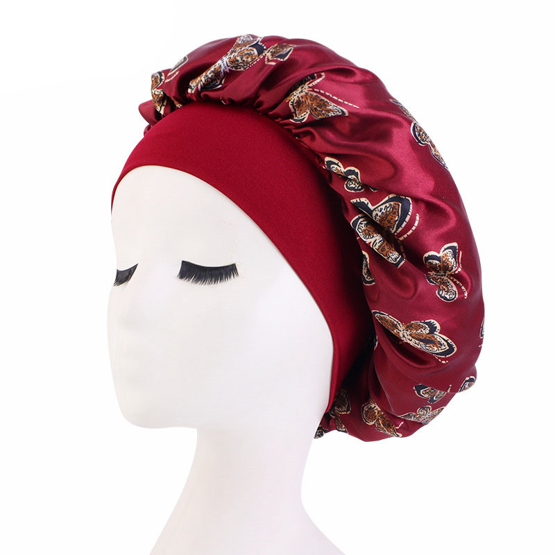 Pansy Type Satin Wide Brim Nightcap Shower Cap Beauty and Hairdressing Hat - 图片 18