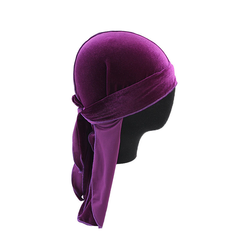Velvet Long Tail Pirate Hat Long Streamer Tam-O'-Shanter Head-Wrapping Hat Durag - 图片 16