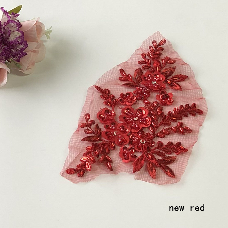 Beads Three-Dimensional Flower Mesh Embroidered Cloth Stickers Lace Patch Wedding Dress Hanfu Decoration Accessories Diy - 图片 15