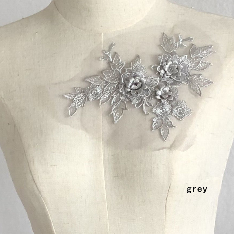 Three-Dimensional Flower Mesh Embroidered Cloth Stickers Lace Patch Wedding Dress Clothing Ornaments Accessories Hand Sewing Diy - 图片 8