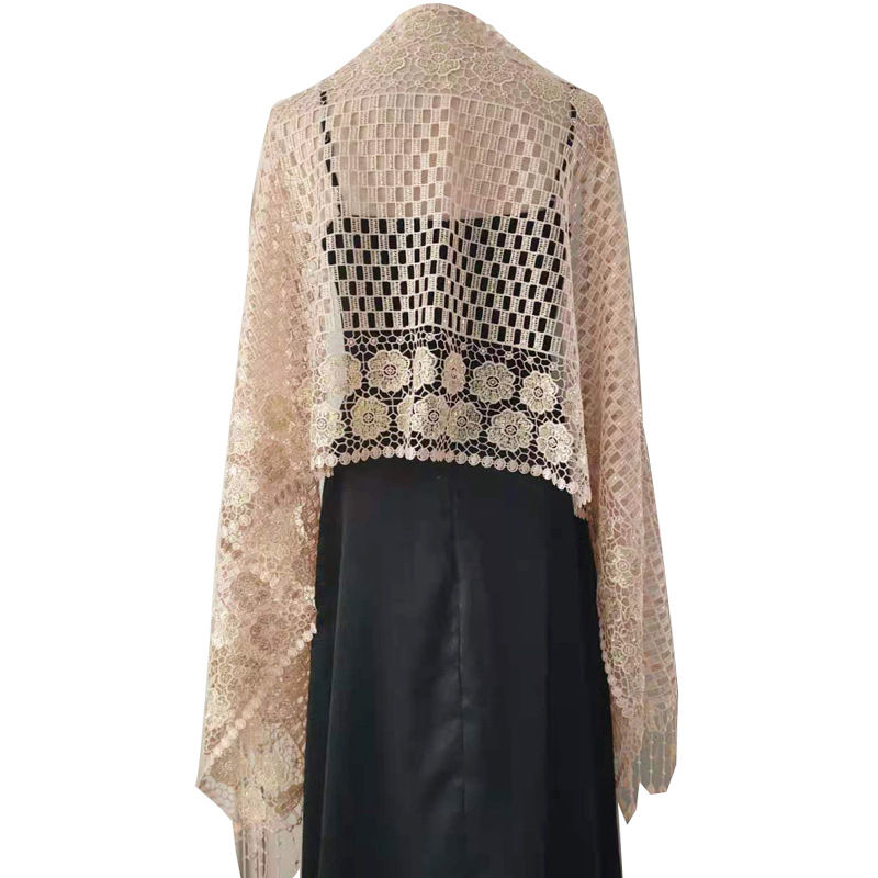 Sequin Embroidered Dress Shawl Dinner Shawl Water Soluble Sequin Tassel Shawl - 图片 11