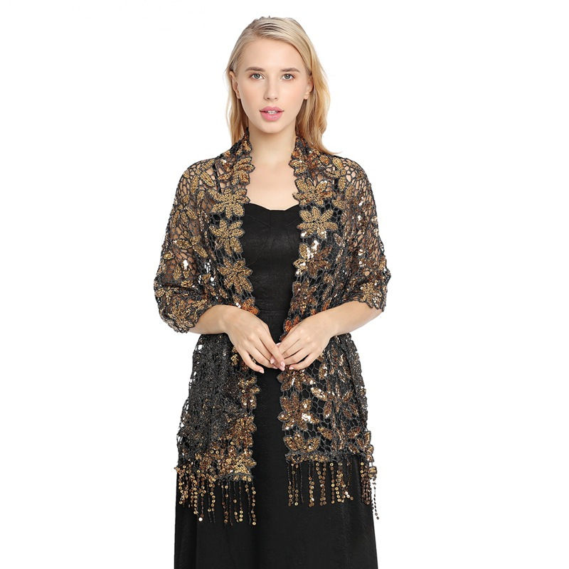 Water Soluble Sequin Tassel Shawl Cheongsam Shawl High-End Evening Gown Shawl Women - 图片 17