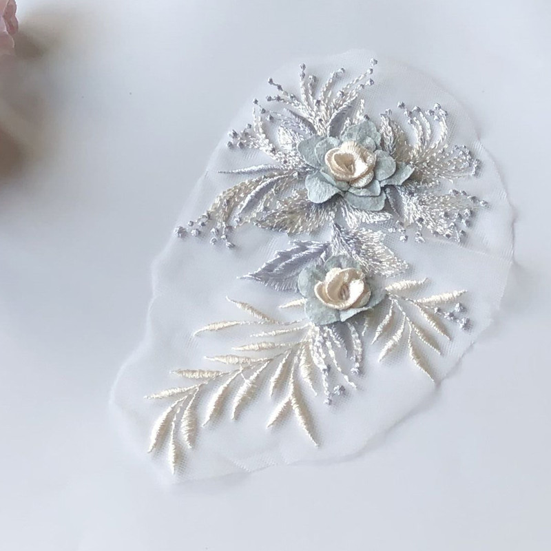 Three-Dimensional Flower Embroidered Cloth Stickers Mesh Patch Lace Applique Dress Hanfu Decoration Accessories Needle Sewing Diy - Image 7