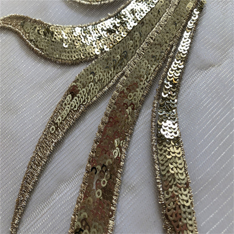 Sequin Gauze Embroidered Cloth Applique Large Patch Performance Clothes Decorative Cheongsam Accessories Handmade Diy - 图片 12