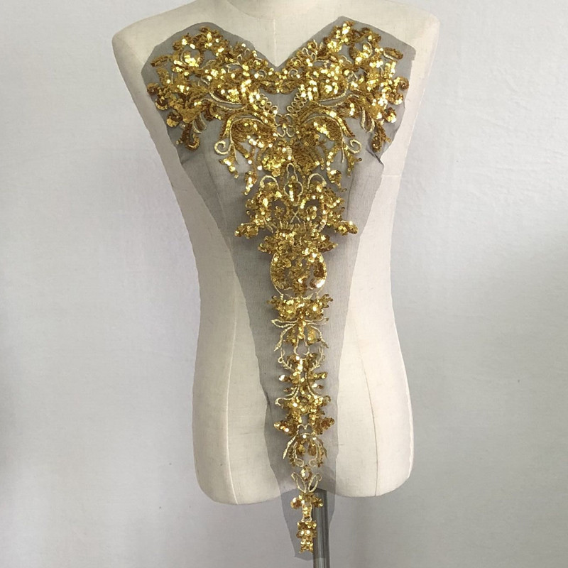 Golden Sequin Gauze Embroidered Flower Cloth Sticker Clothes Skirt Decorative Large Patch Accessories Large Diy - Image 7