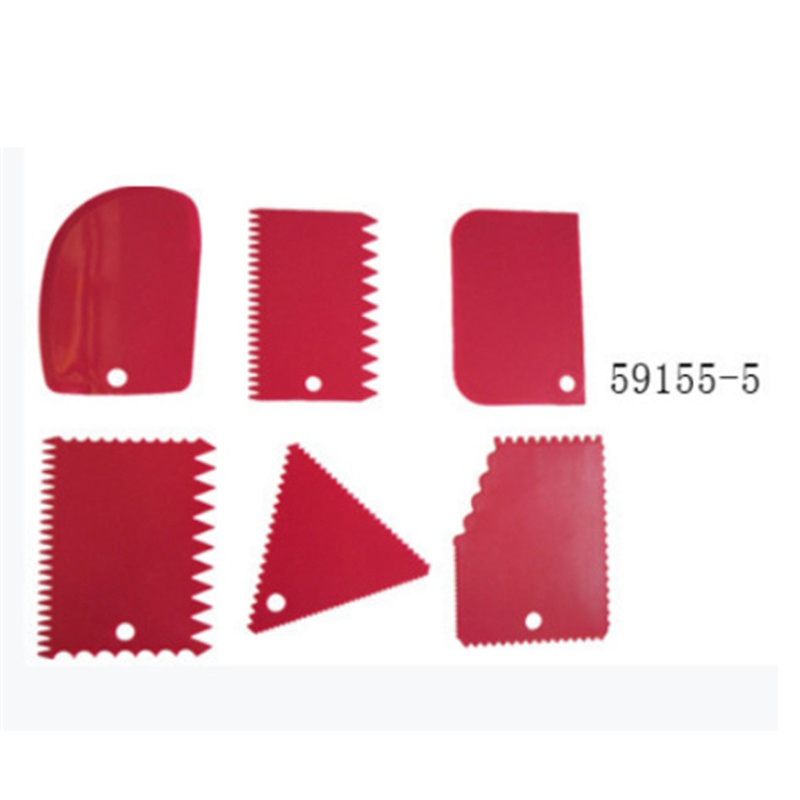 Color 6-Piece Plastic Trapezoidal Semicircle ARC Triangle Serrated Cake Cream Scraper - 图片 8