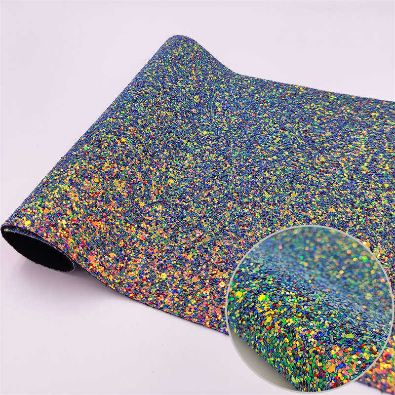A4 Shiny Holographic Coarse Powder Colorful Fabric Crafts Clothing DIY Fabric - 图片 8