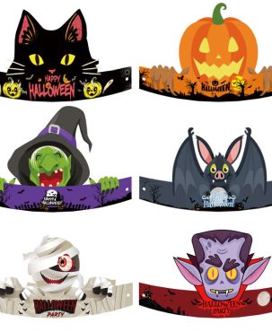 6PC Halloween Children's Party Decor Props Halloween Decor Paper Hat