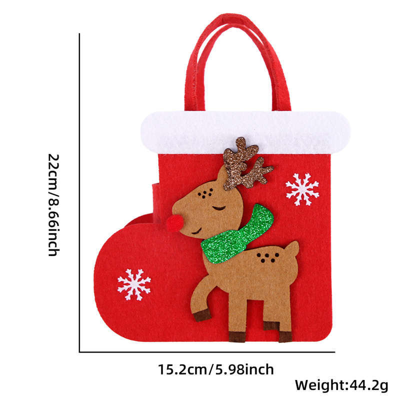 New Arrival Felt Christmas Handbag Christmas Eve Apple Bag Christmas Decorations Cartoon Elk Candy Bag - 图片 14