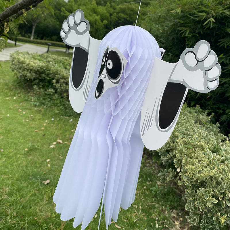 2PC Ghost Festival Props Halloween Horror Three-Dimensional Ghost Pendant Hanging Ghost Pendant Paper Decor - Image 12