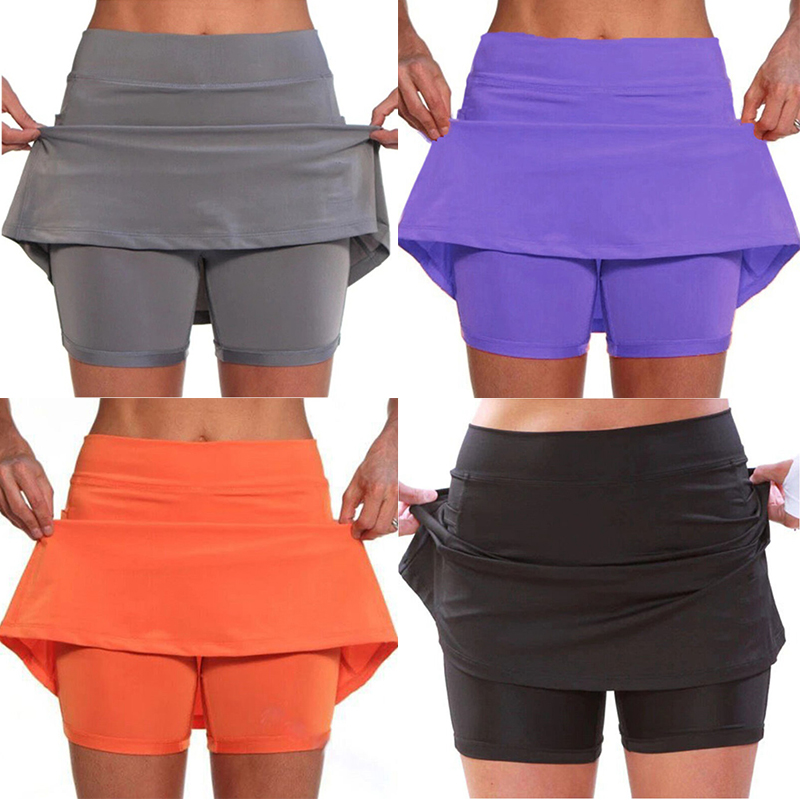 Plus Size Women Sports Skort Ladies Yoga Gym Running Shorts Mini Skirt Dress - 图片 13