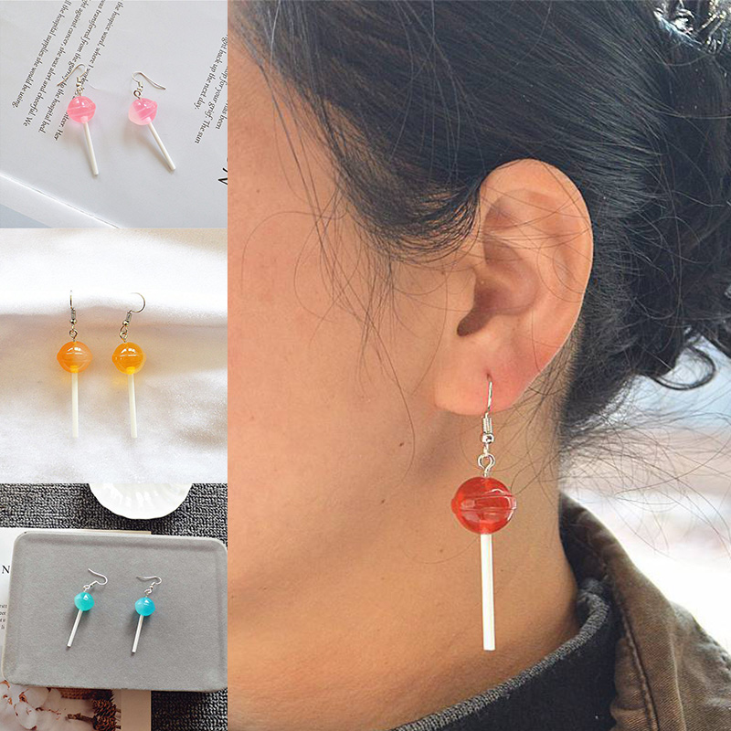 European and American Simulation Candy Toy Earrings Sweet Personality Creative Three-Dimensional Resin round Lollipop Earrings Long Earrings for Women - 图片 7