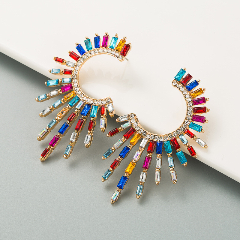 Alloy Diamond Rhinestone Full Diamond Earrings Female Graceful Earrings Bohemian - Image 7