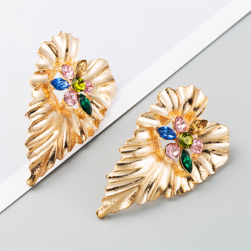 Fashion Dignified Alloy Inlaid Color Rhinestone Earrings Creative Heart-Shaped Bohemian Earrings - Image 7
