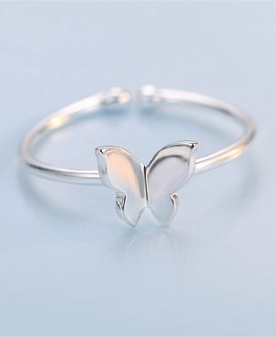 Fashion Stunning Butterfly Adjustable Ring Plate With Silver Ladies Girls Gift