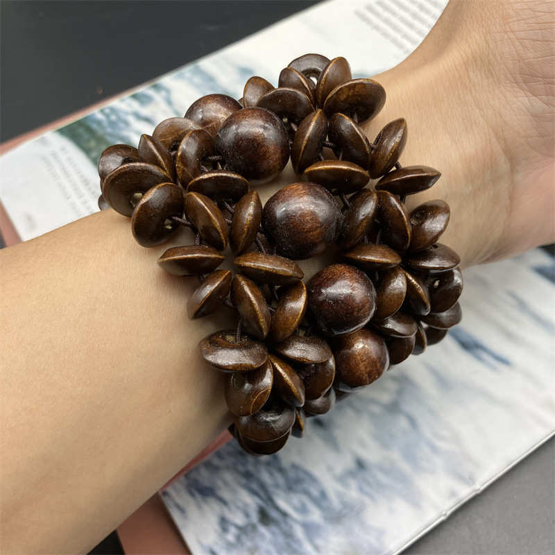 Width Bracelet Wooden Bracelet Anti-Allergy Beaded Bracelet Retro Baking Paint