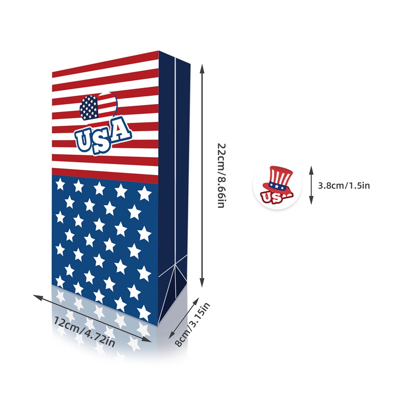 Lb225 Amazon American Independence Day Flag Celebration Party Gift Candy Flat Bottom Kraft Paper Bag - 图片 12