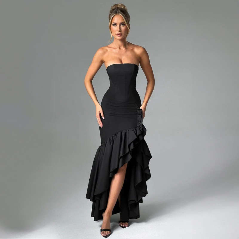 Women's Clothing Fashion Sexy off-the-Shoulder Tube Top Irregular Temperament Dress - 图片 14
