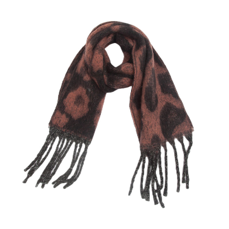 Shawl Winter Circle Yarn Coarse Tassel Jacquard Large Leopard-Print Scarf Keep Warm - 图片 20