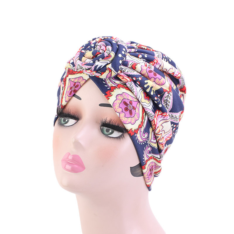 African Wind Vortex Knotted Turban Hat Fashion Hat Muslim Hat Baotou Cap Chemo Cap - 图片 19
