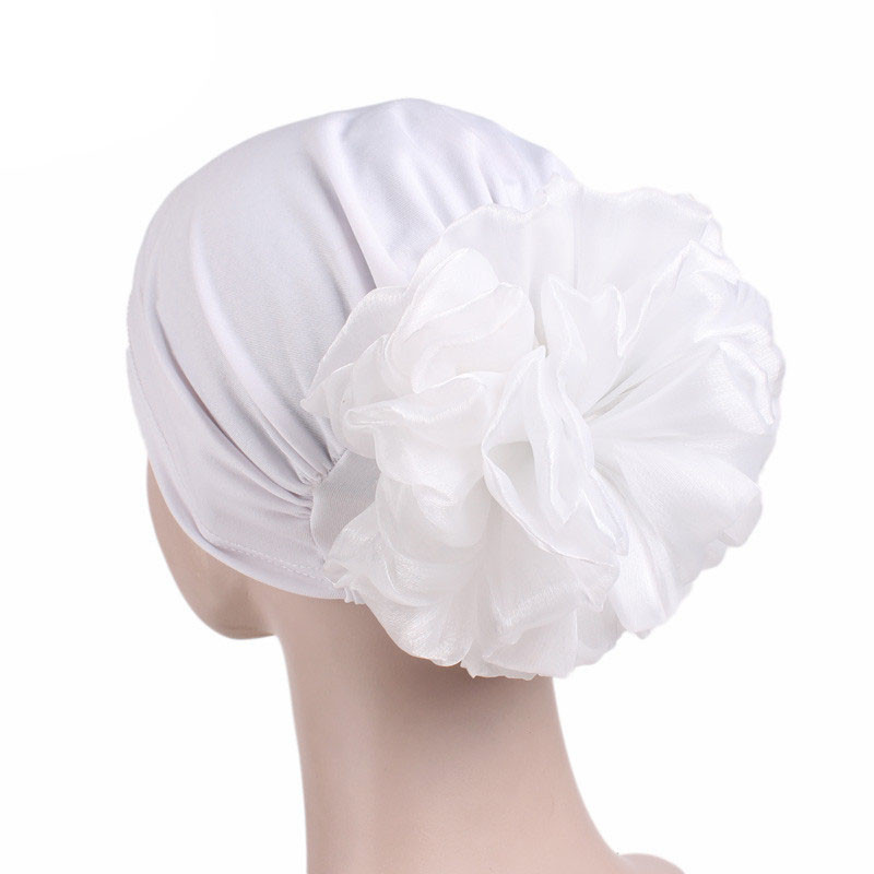 Women's Big Flower Elastic Fabric Sleeve Cap Chemotherapy Hat Muslim Headscarf - 图片 15