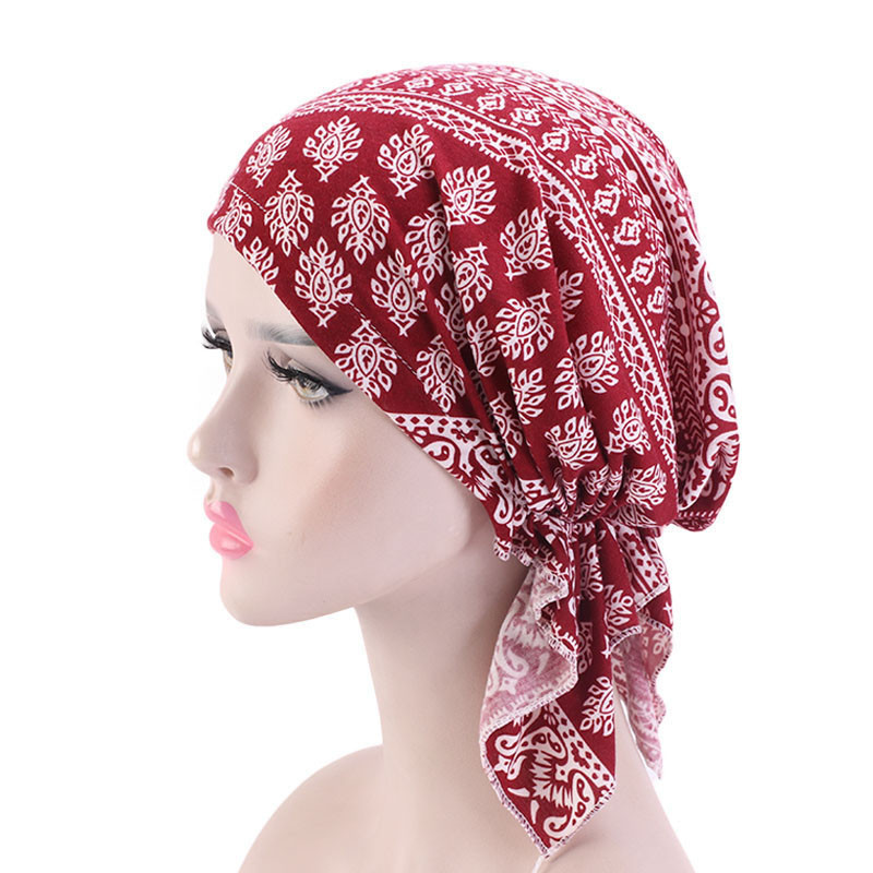 Cotton Printed Turban Hat Chemo Cap Head Cap Muslim Hat Knitted Hat - 图片 14