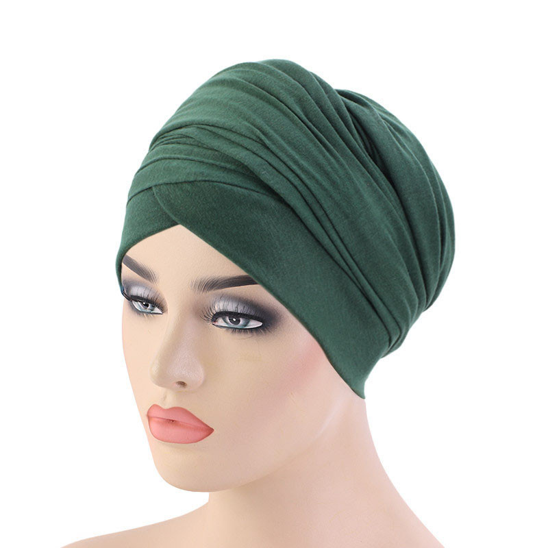 Stretch Cotton Long Tail Wrap Cap Scarf Hat Indian Hat Length End Cap - 图片 9