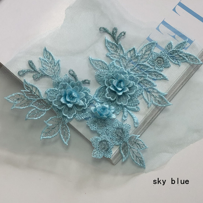 Three-Dimensional Flower Mesh Embroidered Cloth Stickers Lace Patch Wedding Dress Clothing Ornaments Accessories Hand Sewing Diy - 图片 19