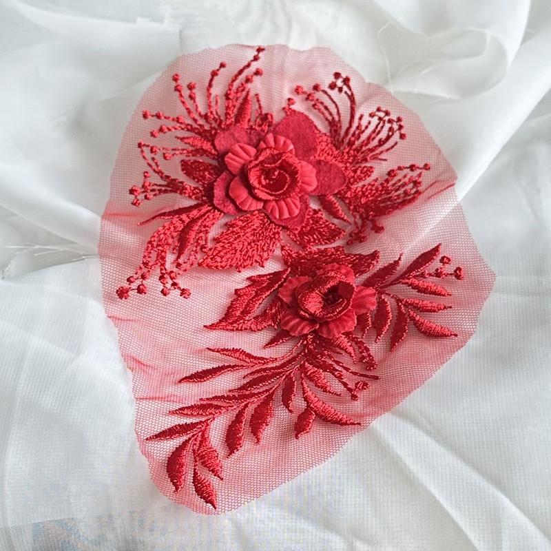 Three-Dimensional Flower Embroidered Cloth Stickers Mesh Patch Lace Applique Dress Hanfu Decoration Accessories Needle Sewing Diy - Image 8