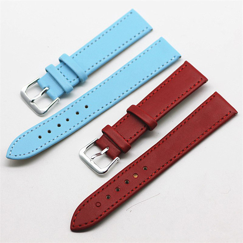 Watch Accessories Color Glossy Cow Leather Watch Strap Ultra-Thin Pressing Line Colorful Strap Men's and Women's Thin Calfskin Parts - 图片 3