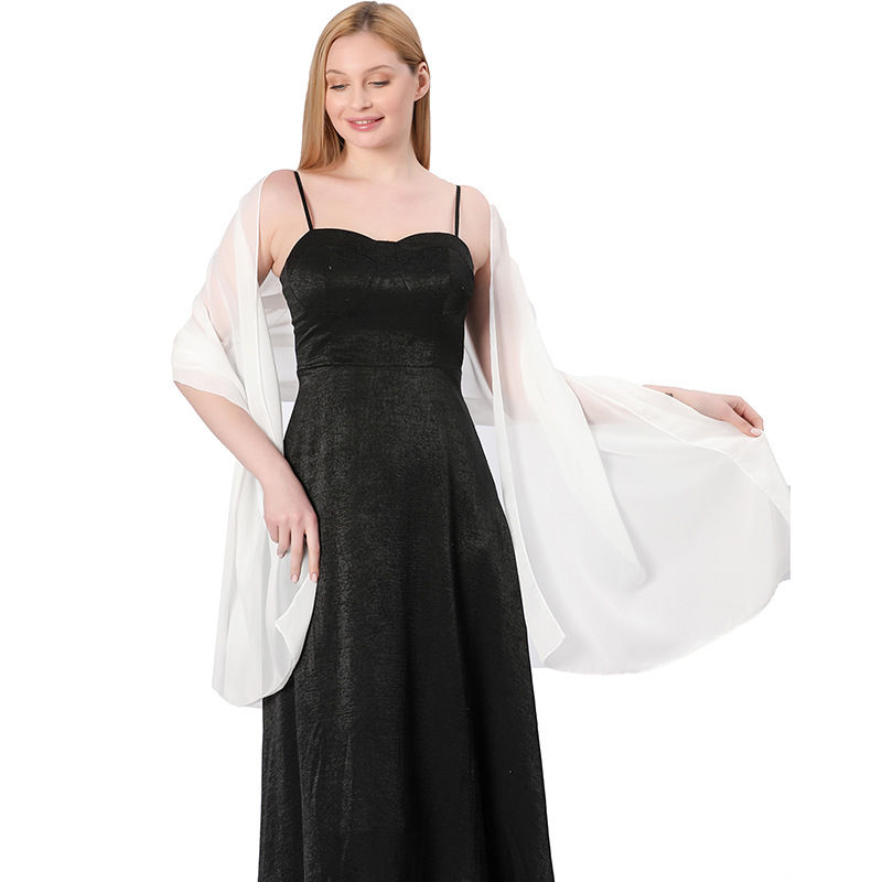 Solid Color Chiffon Dinner Shawl Dress Cheongsam Party Shawl Scarf Dual-Use Women - 图片 4