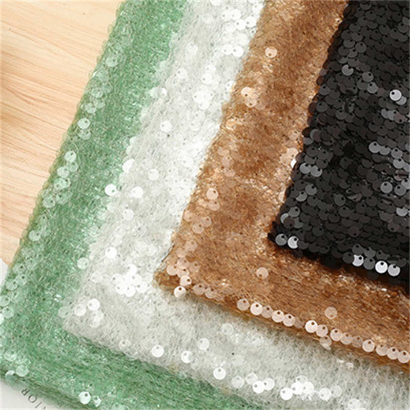 Transparent Gold Sequined Chip Fabric DIY Solid Color Sequin Fabric Polyester Cloth