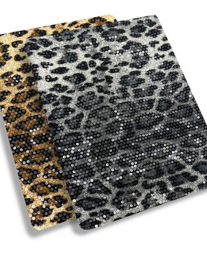 Knitted Leopard Print Transparent Sequined Fabric DIY Clothing Accessories Sequined Cloth