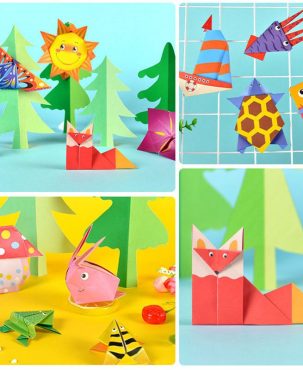 54 Pages Montessori Toys DIY Kids Craft Toy 3D Cartoon Animal Origami Handcraft Paper Art Learning Educational Toys for Children