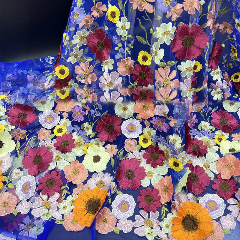 Flower Three-Dimensional Mesh Lace Embroidery Fabric DIY Evening Dress Fabric Lace - 图片 7