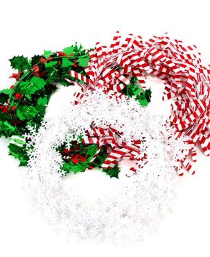 2PC Christmas Decor Garland Snowflake Crutch Color Stripes Iron Wire Christmas Tree Decor Metal Wire