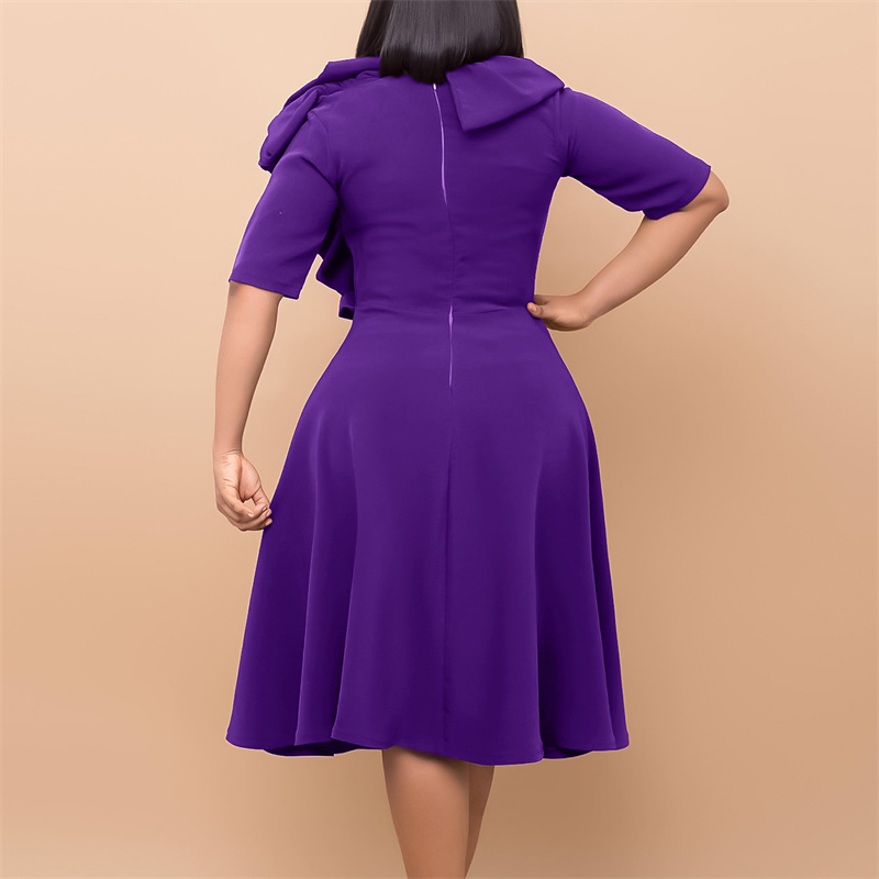 Women's Clothing Fashion Elegant Solid Color Large Swing Skirt Ruffled Dress - 图片 56