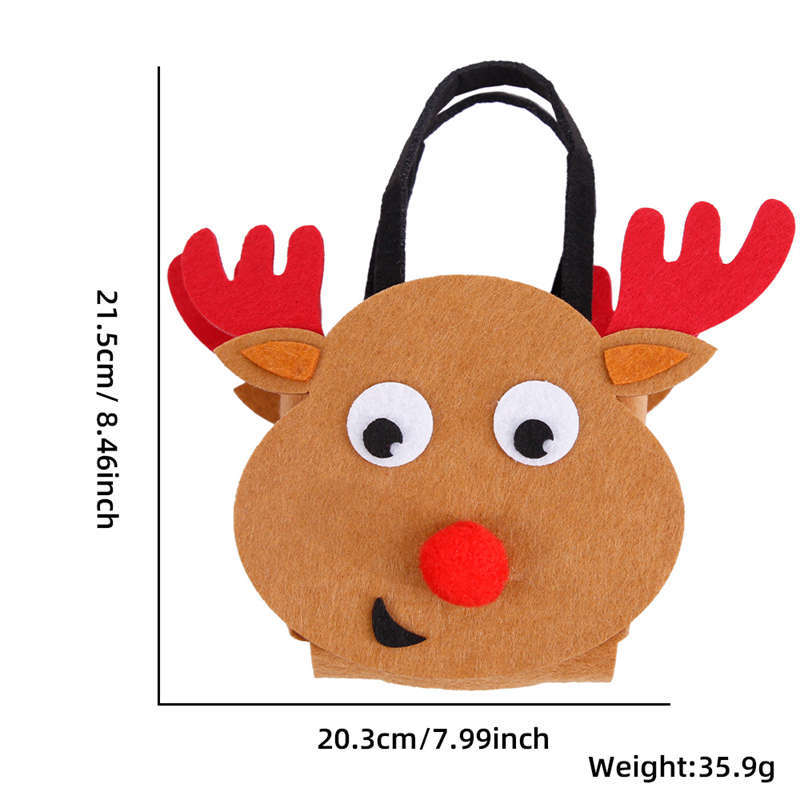New Arrival Felt Christmas Handbag Christmas Eve Apple Bag Christmas Decorations Cartoon Elk Candy Bag - 图片 15