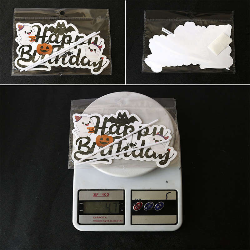 Halloween Hanging Flag Balloon Set Ghost Wizard Cake Inserting Card Bat Death Spiral Ornaments - Image 15