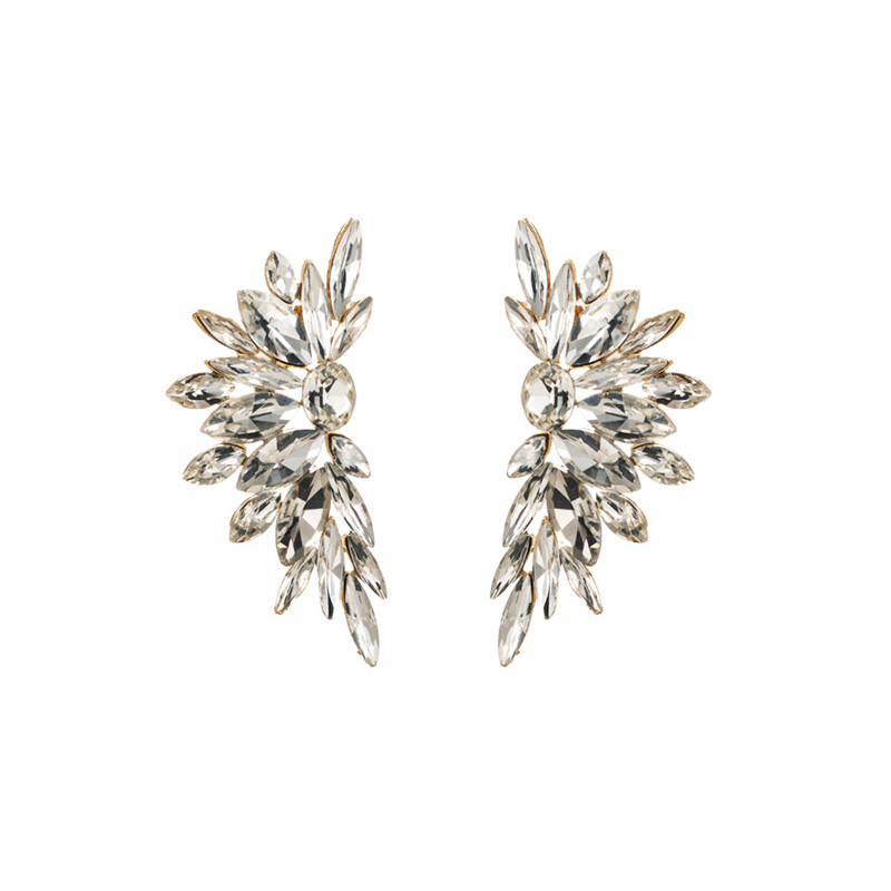 Fashion Cool Colorful Crystals Alloy Rhinestone-Encrusted Flower Earrings Trendy Women - 图片 9