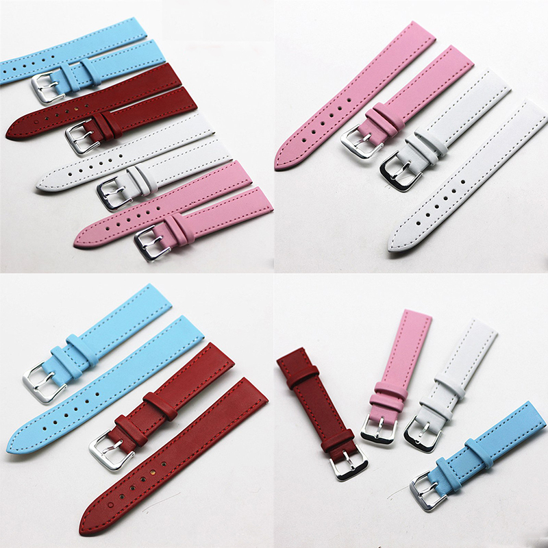 Watch Accessories Color Glossy Cow Leather Watch Strap Ultra-Thin Pressing Line Colorful Strap Men's and Women's Thin Calfskin Parts - 图片 8