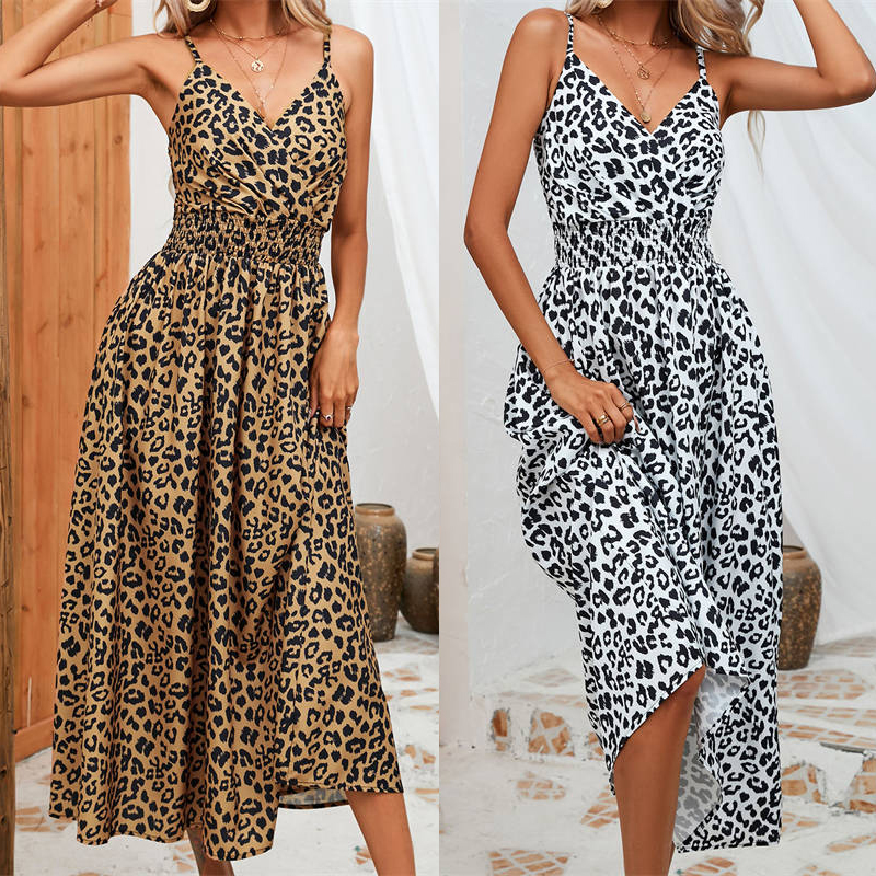 Dress Summer Leopard Print Sling Group Foreign Trade Women's Clothing Leopard Print - Image 24