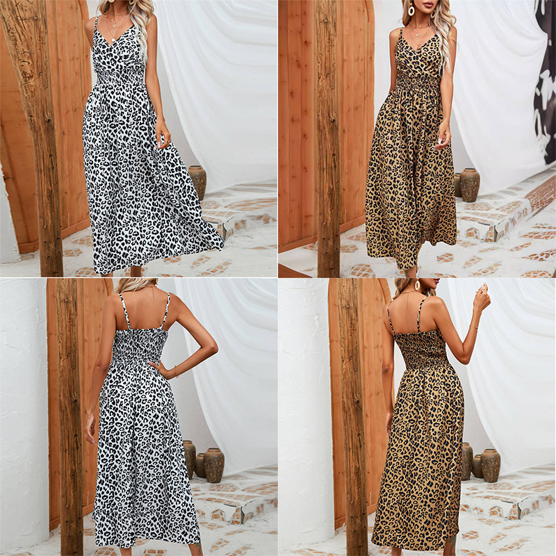 Dress Summer Leopard Print Sling Group Foreign Trade Women's Clothing Leopard Print - Image 27